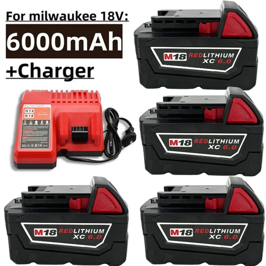 For Milwaukee M18 9000mAh 18V Li-ion Replacement Battery M18B12 For Milwaukee 18V Tool 9.0Ah Rechargeable Battery 6A Charger
