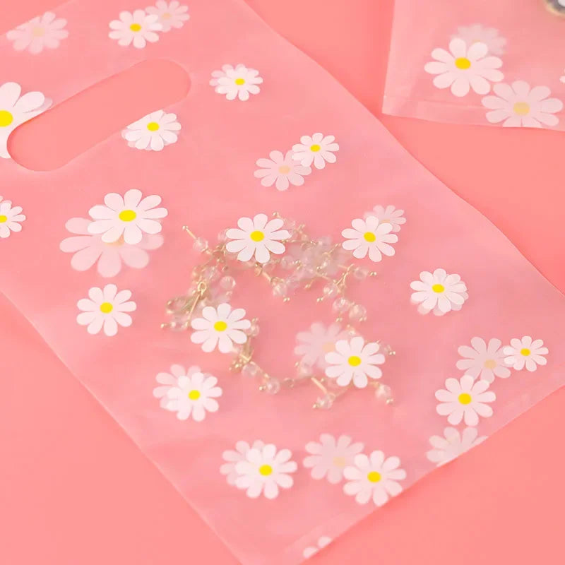 25pcs/lot Small Plastic Bag for Jewelry/Earrings/Scarf/Socks Little Daisy Wedding Gift Bags Mini Packaging Bags for Business