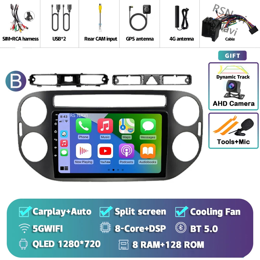 Car Stereo with Apple CarPlay & Android Auto, Compatible with VW Tiguan 1 NF (2006-2016)