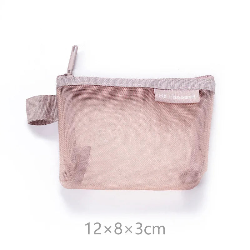 Coin Organizer Bag Mesh Cute Purse Key Lipstick Nylon Cards Pouch Coin Bag Small Item Storage Mini Cosmetic Bag Office Case