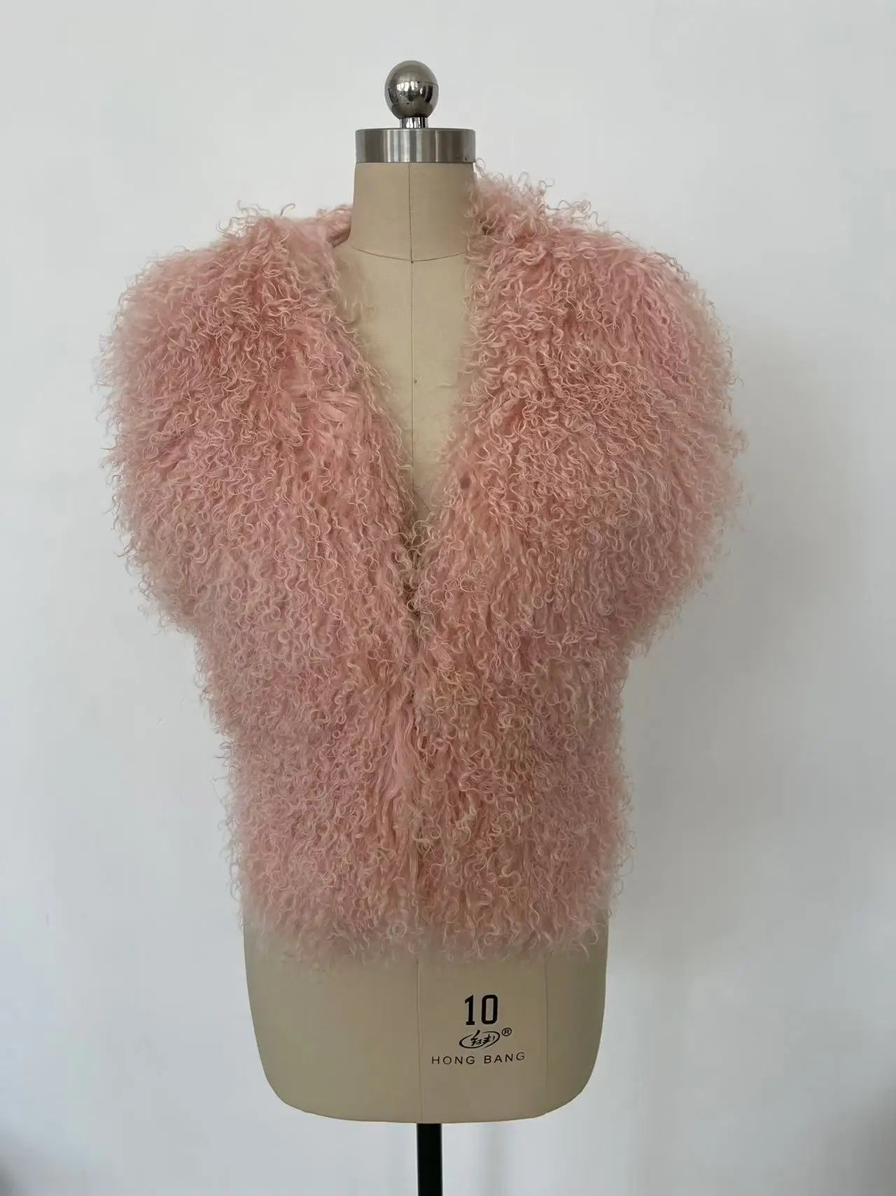 Fluffy Luxury  Real Mongolian Fur Halter Vests Women Solid Deep V-Neck Backless Bandage Sleeveless Jackets Top Outerwear Coat