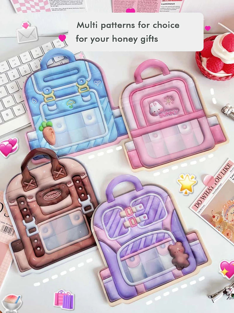 10/50PCS Zipper Cartoon Storage Bag Cute 3D Cartoon Backpack Small Items Storage Bag Valentine Day Birthday Gift Packaging Bag