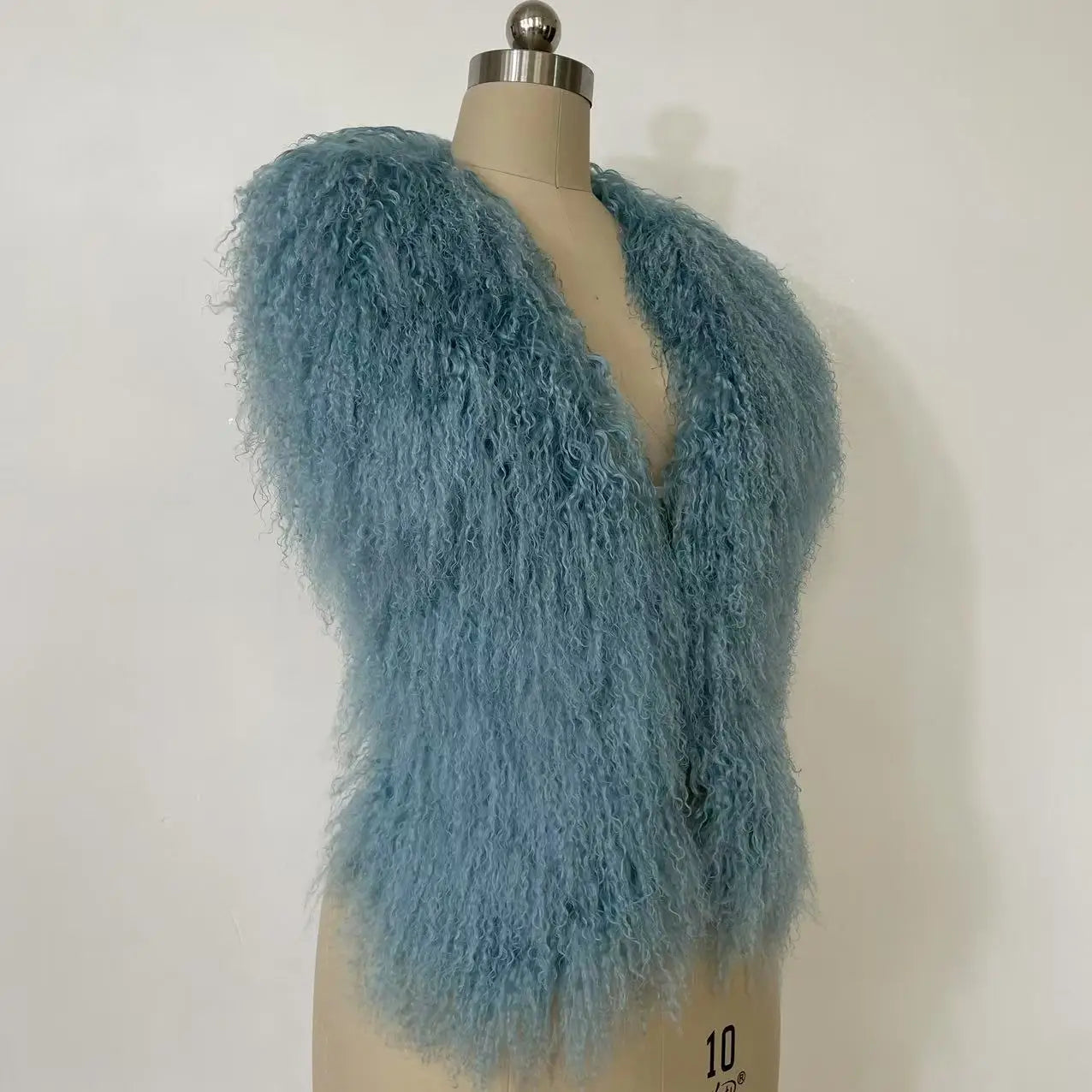 Fluffy Luxury  Real Mongolian Fur Halter Vests Women Solid Deep V-Neck Backless Bandage Sleeveless Jackets Top Outerwear Coat