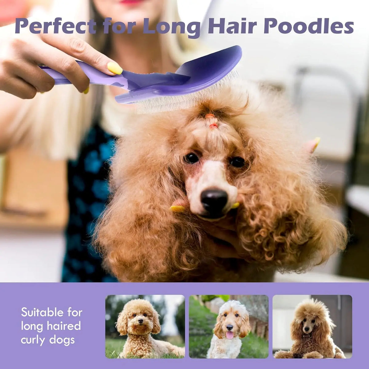 Dog Dematting Brush for Poodles & Curly Coats - Detangling Comb - photo 3