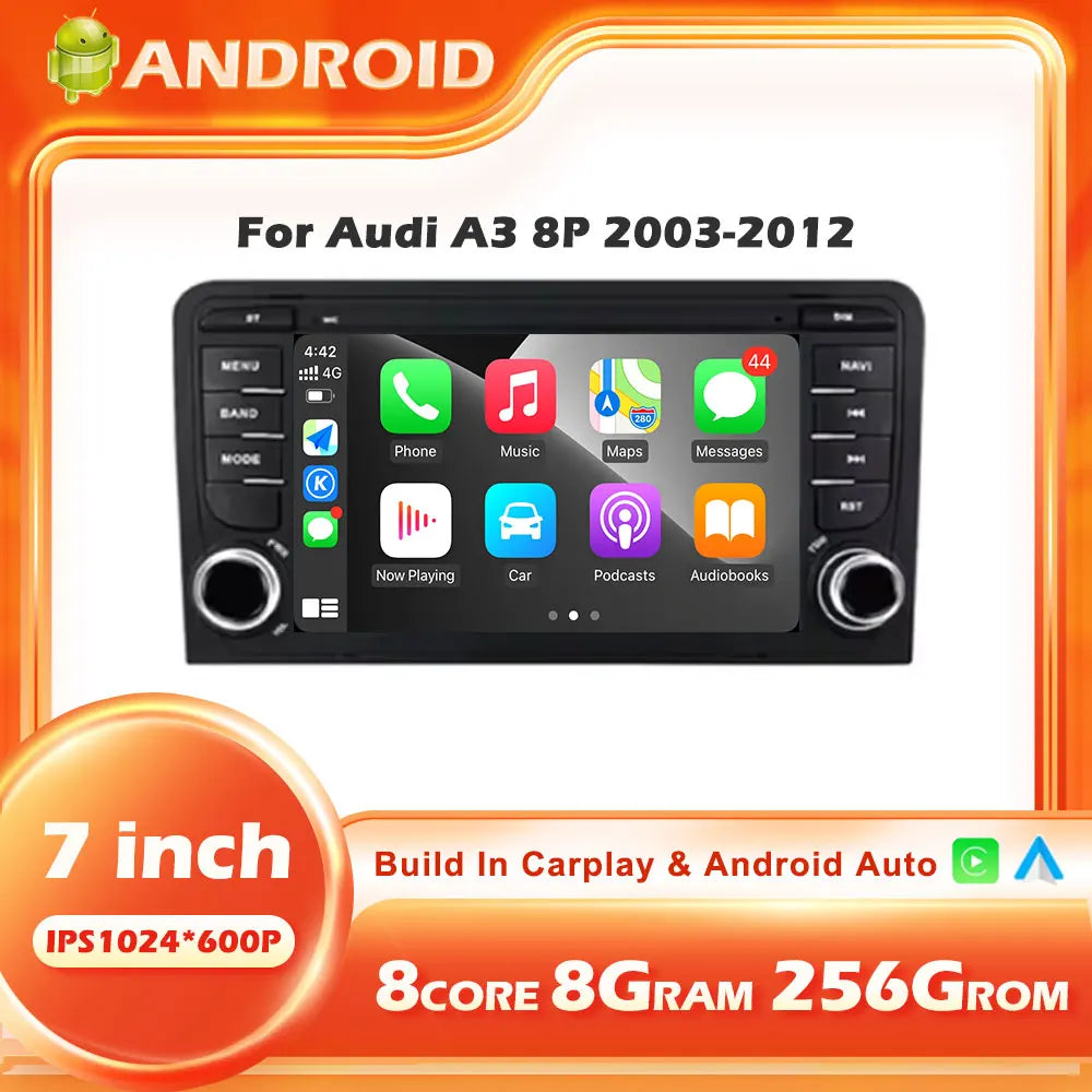 Car Stereo with Apple CarPlay & Android Auto, Compatible with Audi A3 8P, RS3 Sportback & S3 8P