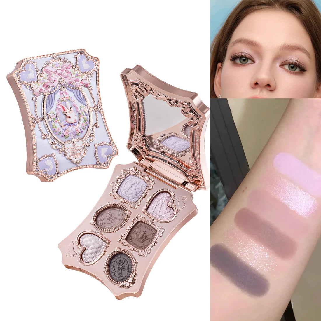 Flower Knows 2026 Bunny Garden Makeup Palette – Cute Rabbit Eyeshadow, Blush & Highlight All-in-One