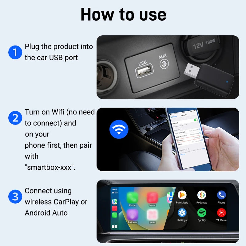 Mini 2-in-1 Wireless CarPlay & Android Auto Adapter