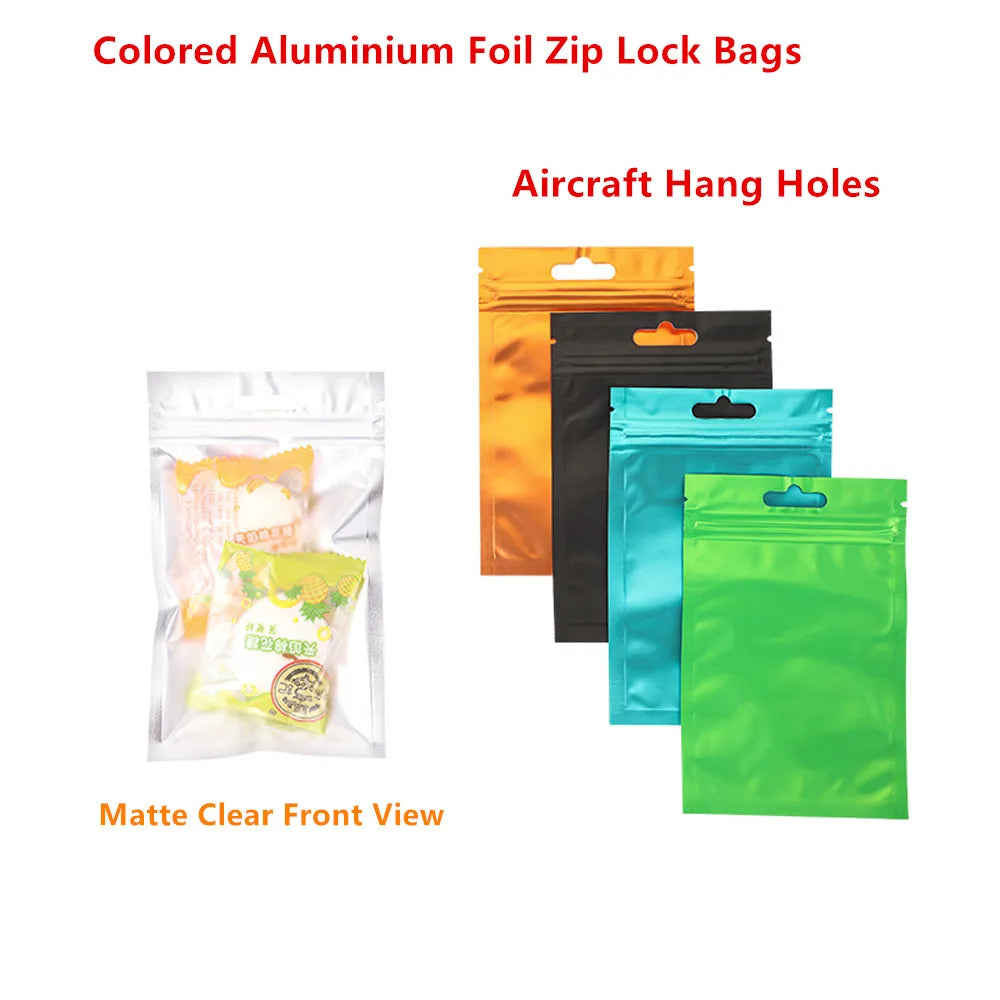 100pcs Aluminum Foil Zip Lock Bags – Food Grade Silvery Mylar Resealable Pouches for Snacks, Herbs & Gift Packaging