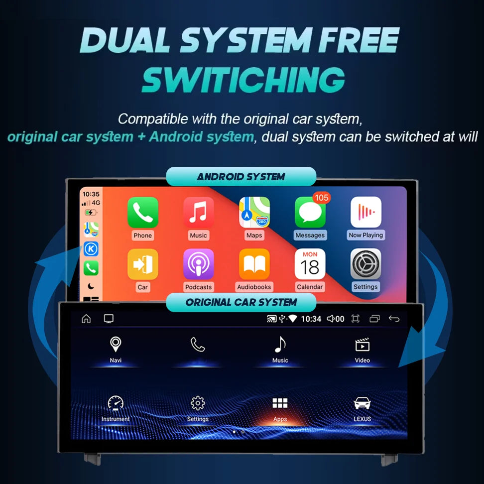 Nunoo Android 14 Wireless Carplay Auto Radio For Lexus IS RC 200 250 300 350 200t 300h Multimedia Player Navigation GPS DSP