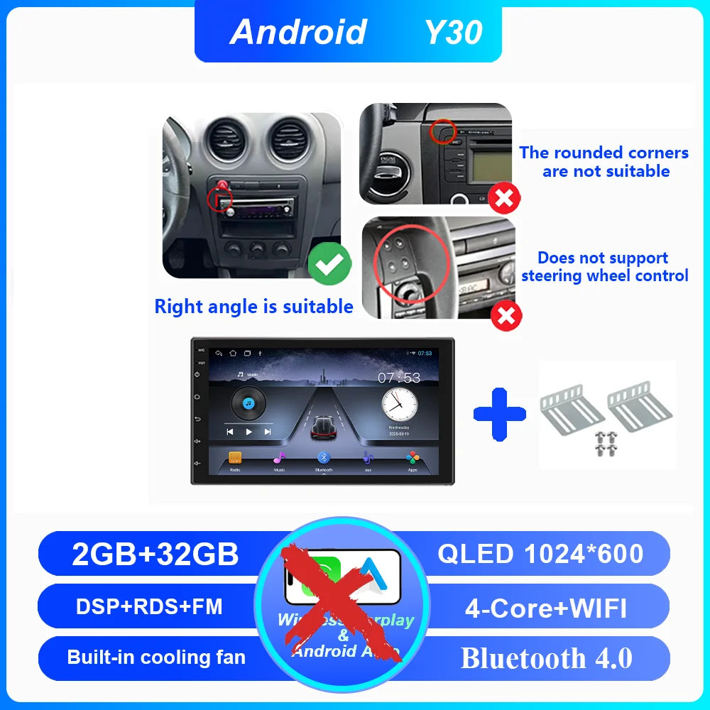 7" Android 16 Car Radio For Seat Ibiza 2000 - 2007 Wireless Carplay Auto Google Map Head Unit Rear Camera No 2 DIN DVD 4G DSP BT