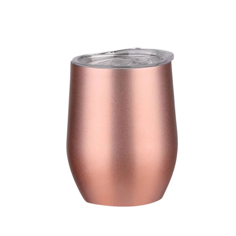 12OZ Wine seal Cover Custom Logo Mug Vacuum Insulated Thermos Garrafa Termica  Egg Shape Coffee Tumbler  Wine Beer  With Lid