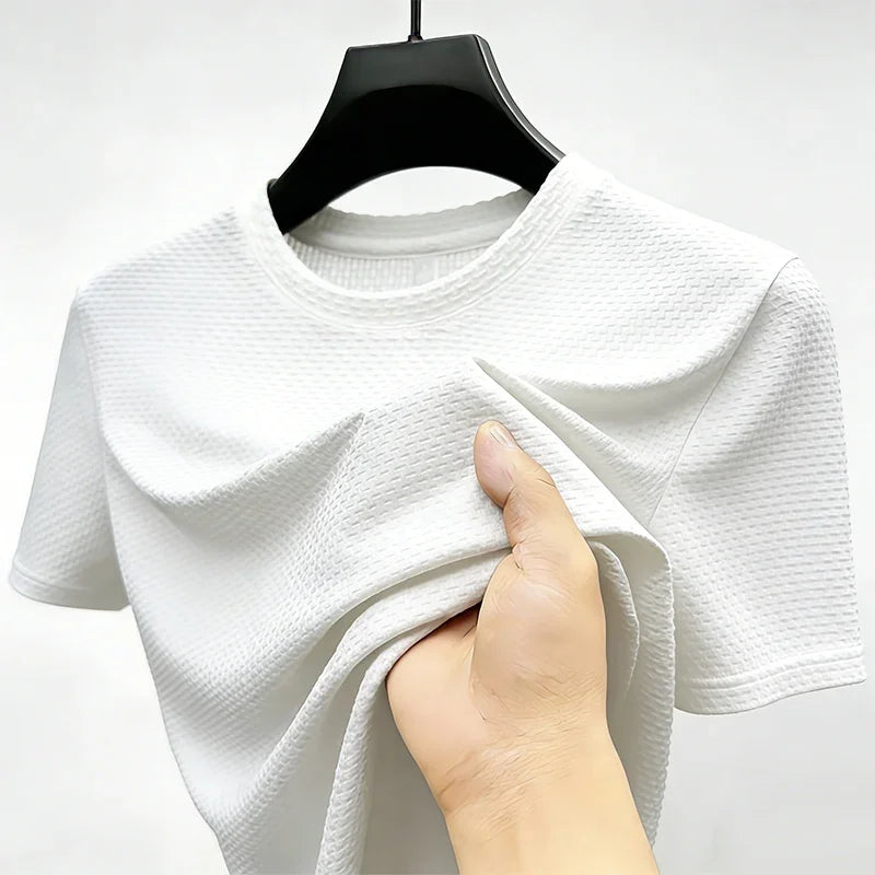 Men's Honeycomb Lattice Tee - Round Neck, Sweat-Wicking Lightweight