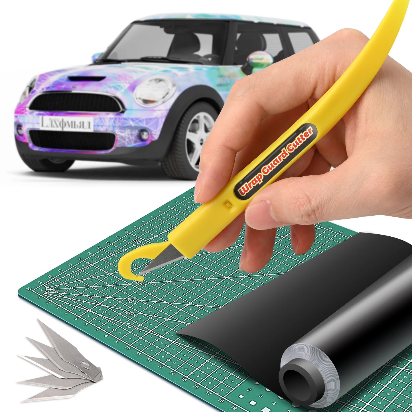 EHDIS 2pcs Carbon Fiber Wrap Guard Knife Cutter With 10pcs Blade Car Film Vinyl Detailing Squeegee Window Tint Cut Crafting Tool