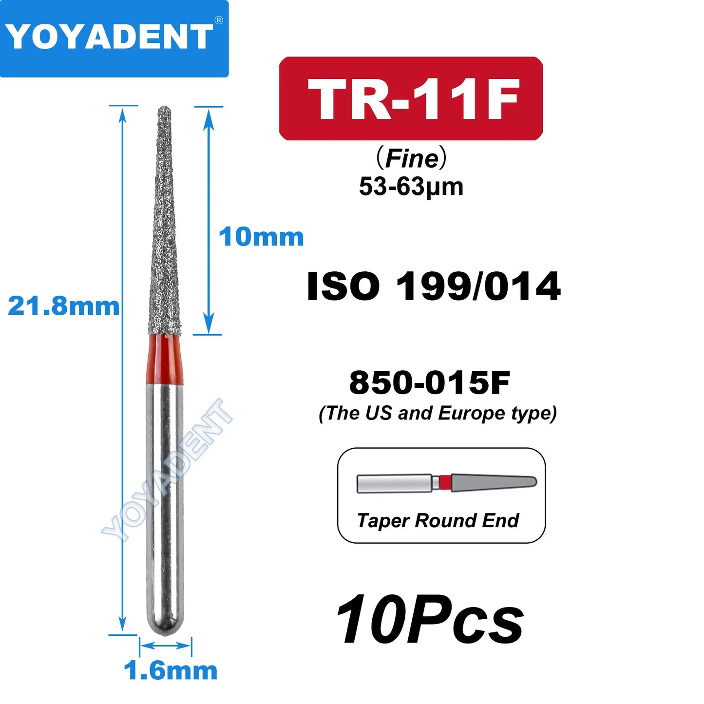 FG Fine Dental Burs Diamond Burs High Speed Turbines Drills Dental Lab Polishing Tools TR/TC/TF/FO/BR/SR/Type 1.6mm 10pcs/Pack