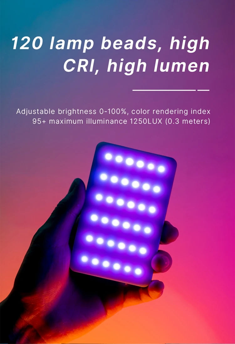 Ulanzi VL120 RGB Camera Phone Video Light Selfie Fill Light Portable 3100mAh Photography Lighting for Smartphone Vlog Tiktok