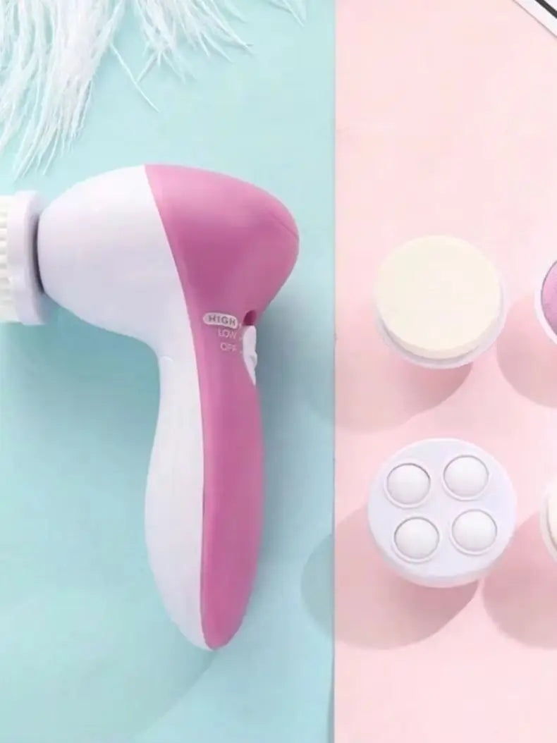 5-in-1 Facial Cleanser, Household Face Washing Device, Beauty Instrument, Pore Cleaner, Electric Facial Cleansing Brush, Gift Se