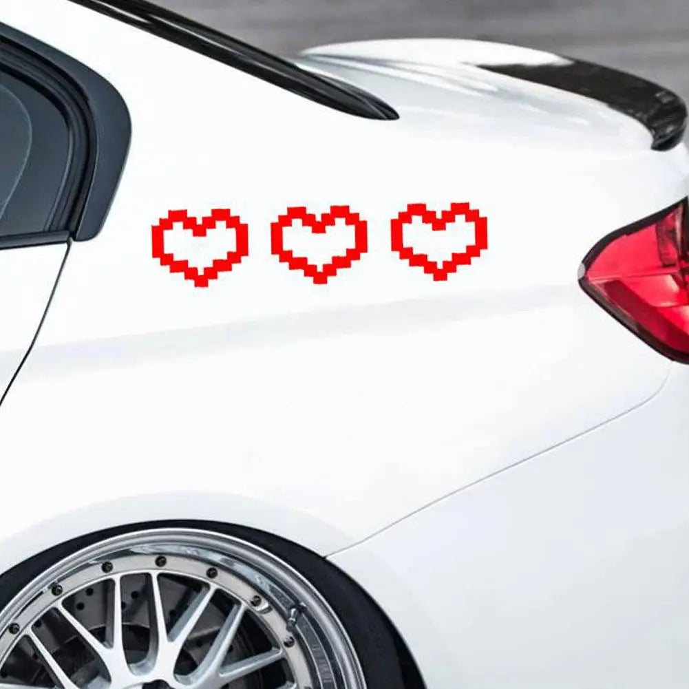 Pixel Heart Car Sticker - 6-Bit Love Decal for Window Headlight Taillight, Waterproof Vinyl Decoration to Personalize Your Car