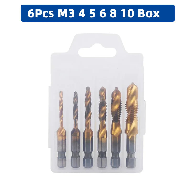 MMAlto HSS Titanium-Coated Metric Tap Set – M3 M4 M5 M6 M8 M10 | Screw Thread Machine Compound Tap | Individual & 6-Piece Sets