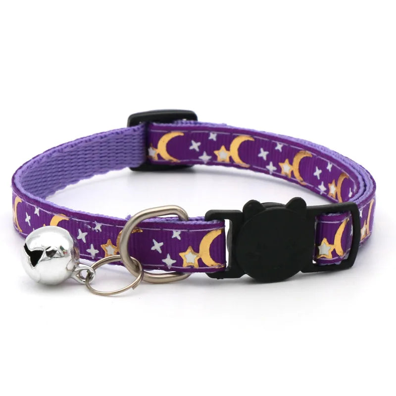 Reflective Breakaway Cat Collar with Bell - Star & Moon – photo 9