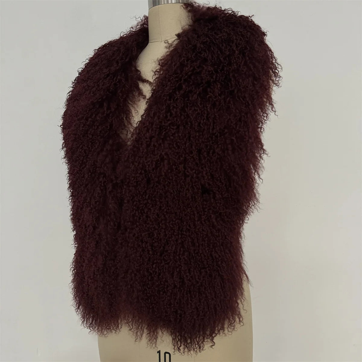 Fluffy Luxury  Real Mongolian Fur Halter Vests Women Solid Deep V-Neck Backless Bandage Sleeveless Jackets Top Outerwear Coat