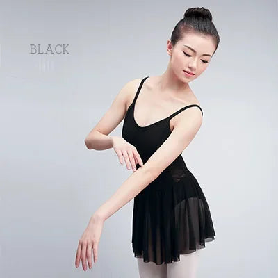 Women's camisole leotard ballet dress with mesh skirt