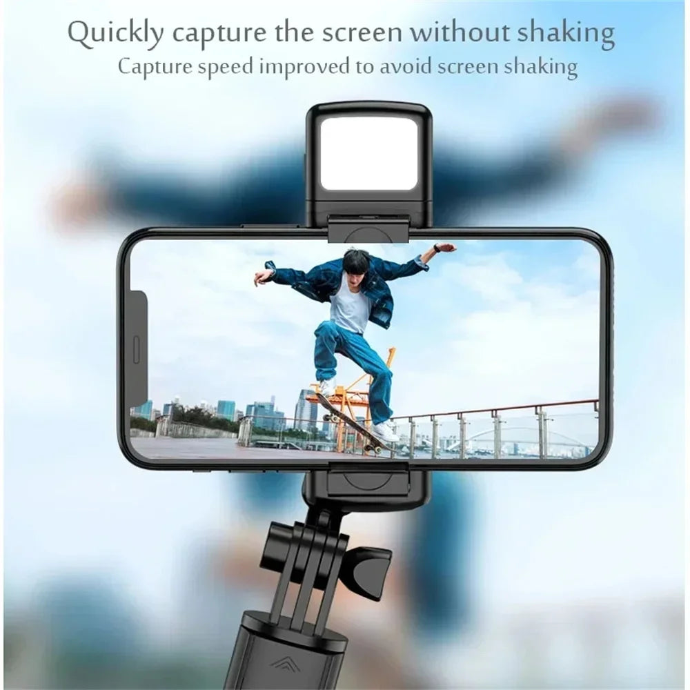 Selfie Stick Tripod Stand with Wireless Bluetooth Remote Extendable Stainless Steel Rod for iPhone Mobile Phones Live Streaming