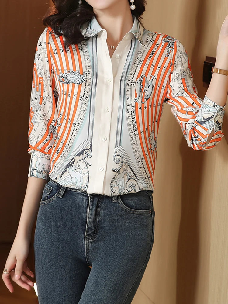New Spring Women Blouse office ladies shirts Fashion printed tops blusa mujer