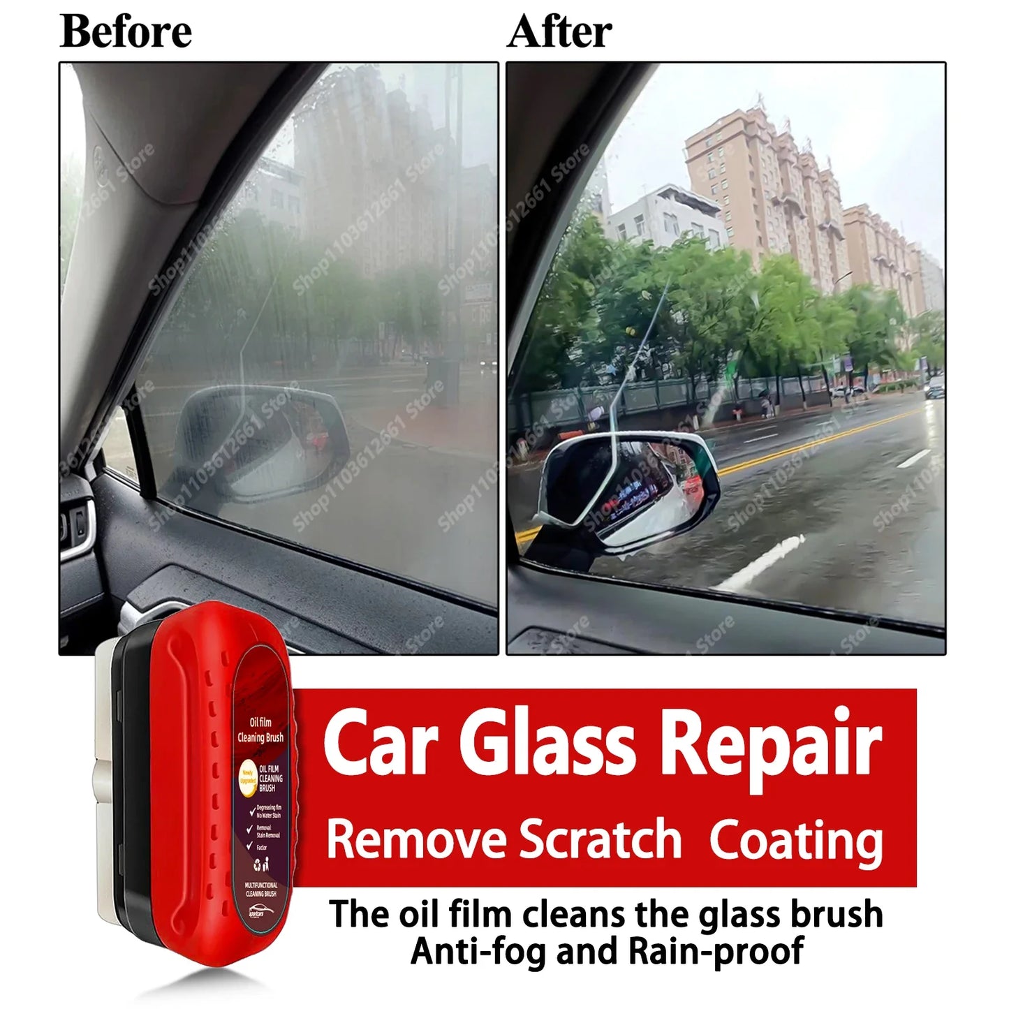 Car Glass Coating Kit - Oil Film Clean Brush Professional Repair Glass Scratch 120ml Brightening Windows Anti-fog Polishing
