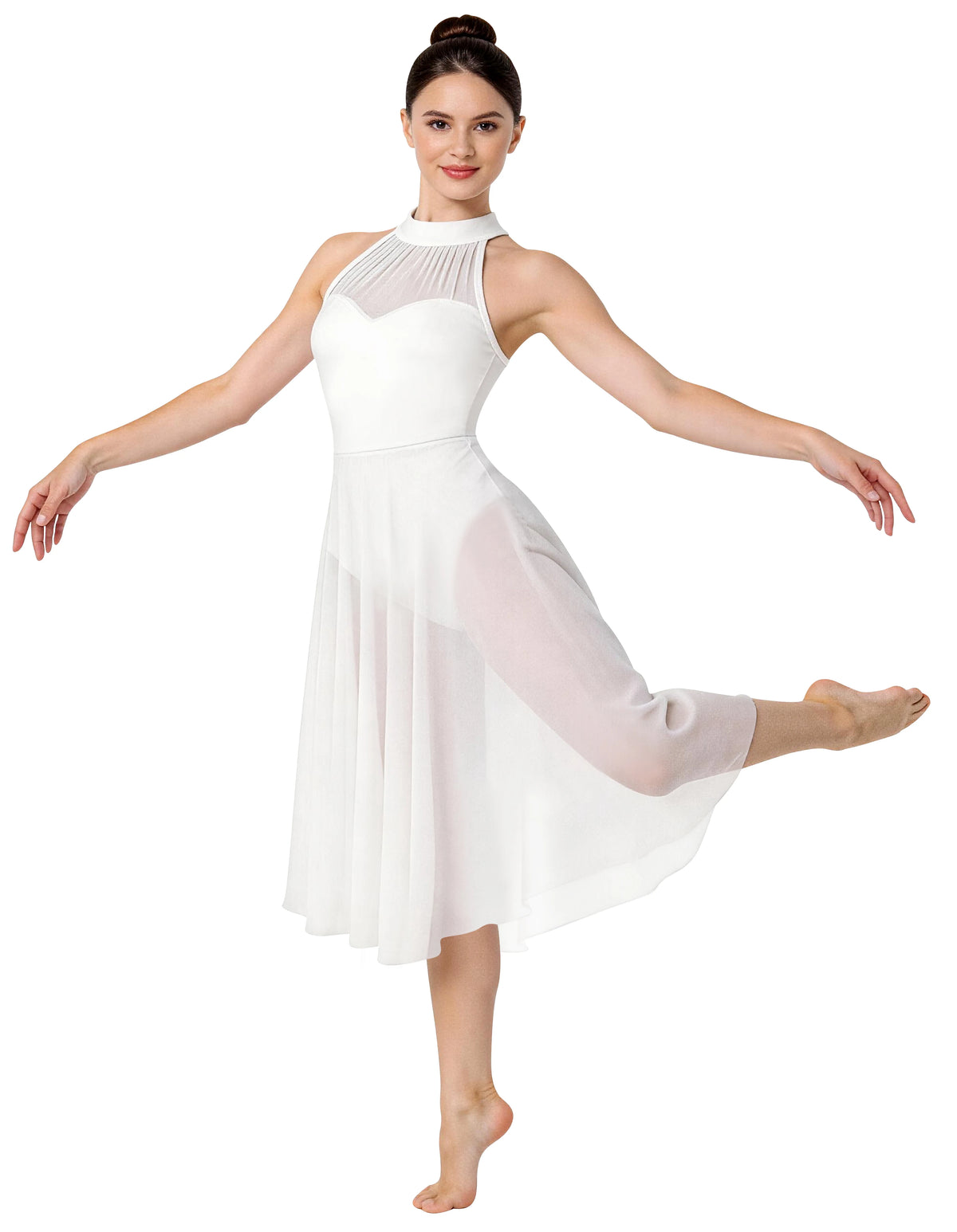 Women's white contemporary lyrical dance dress