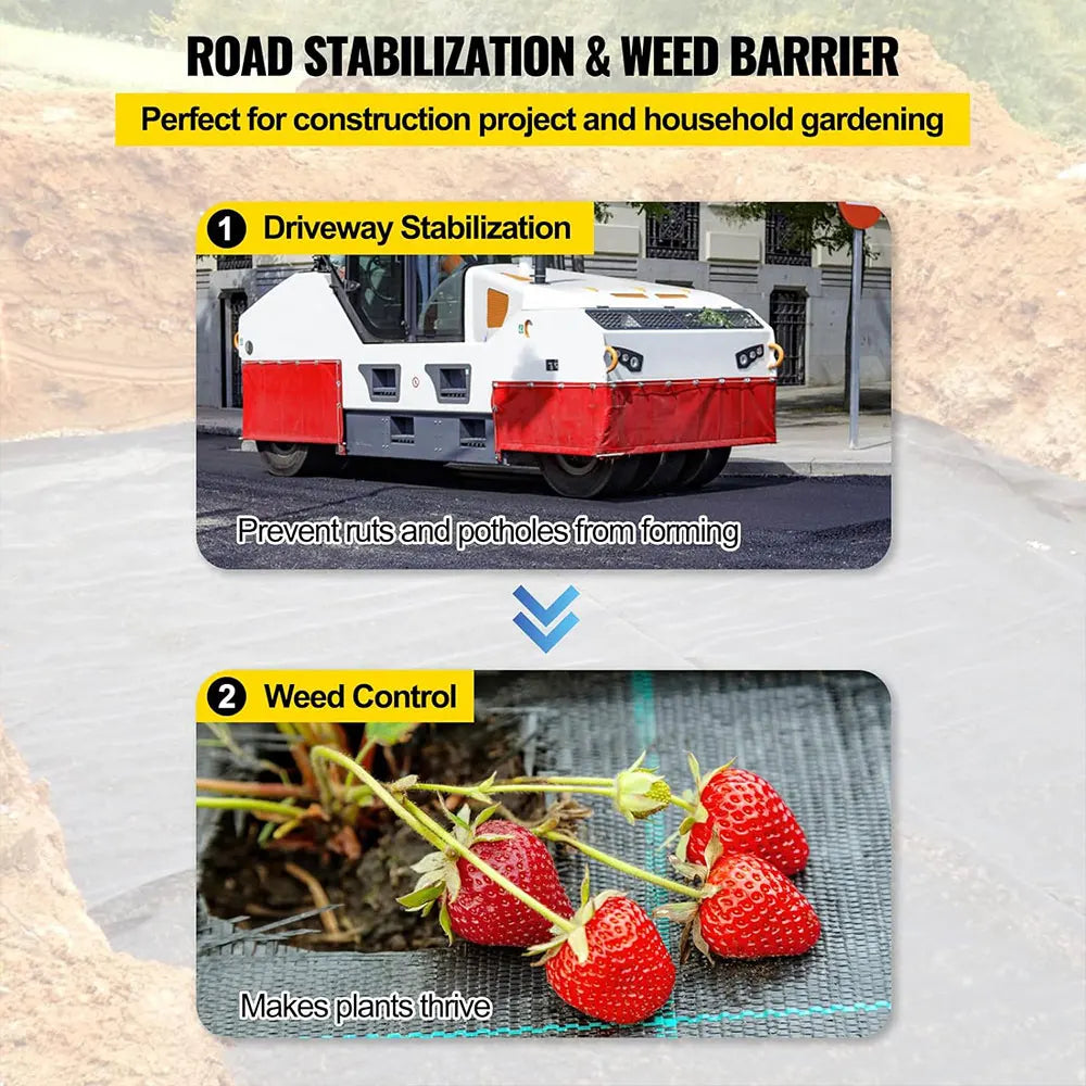 16.4ft/32.8ft PE Woven Weed Control Fabric for Plant Anti Grass Agricultural Mulch Cloth Greenhouse Weeding Mat Water Permeable
