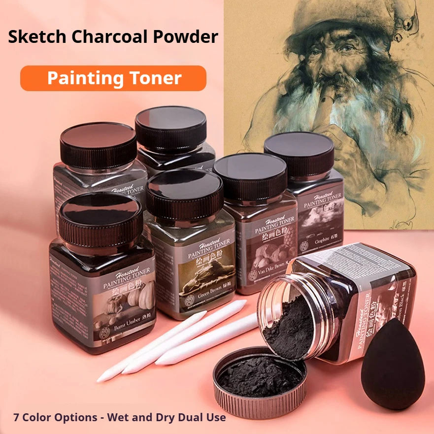 Sketch Toner Dry Wet Sketching Graphite Scribble Charcoal Powder Carbon Powder Blendable Finest Pigment Soft Artists Pastels
