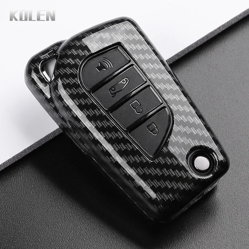 For Toyota Camry RAV4 Forturner Hilux Auris Corolla Avensis Verso Yaris Aygo Scion TC ABS Carbon Fiber Style Car Key Case Cover