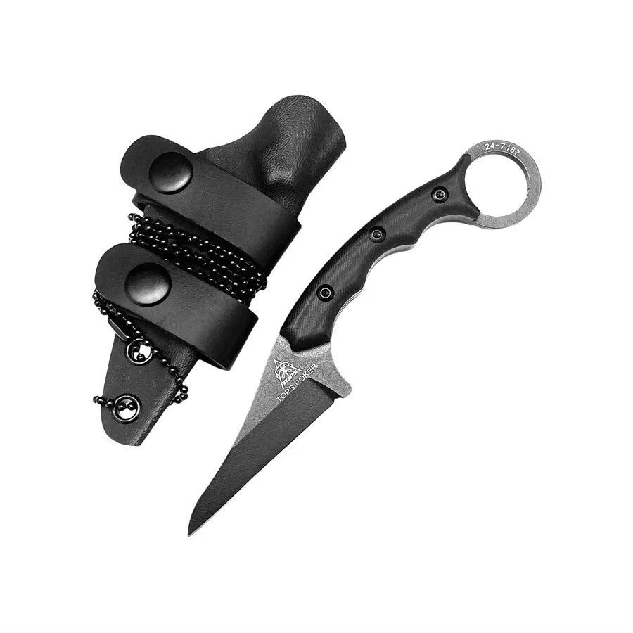 New Styles TOPS with Sheath Outdoor Straight Knife G10 Handle 8Cr13Mov Blade Camping Hunting Self-defense Multi-fuctional Tools