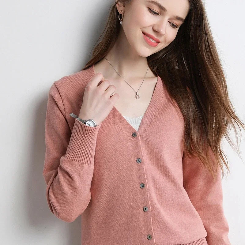 Women's Thin V-Neck Knit Cardigan - Open Front Spring Sweater - photo 8