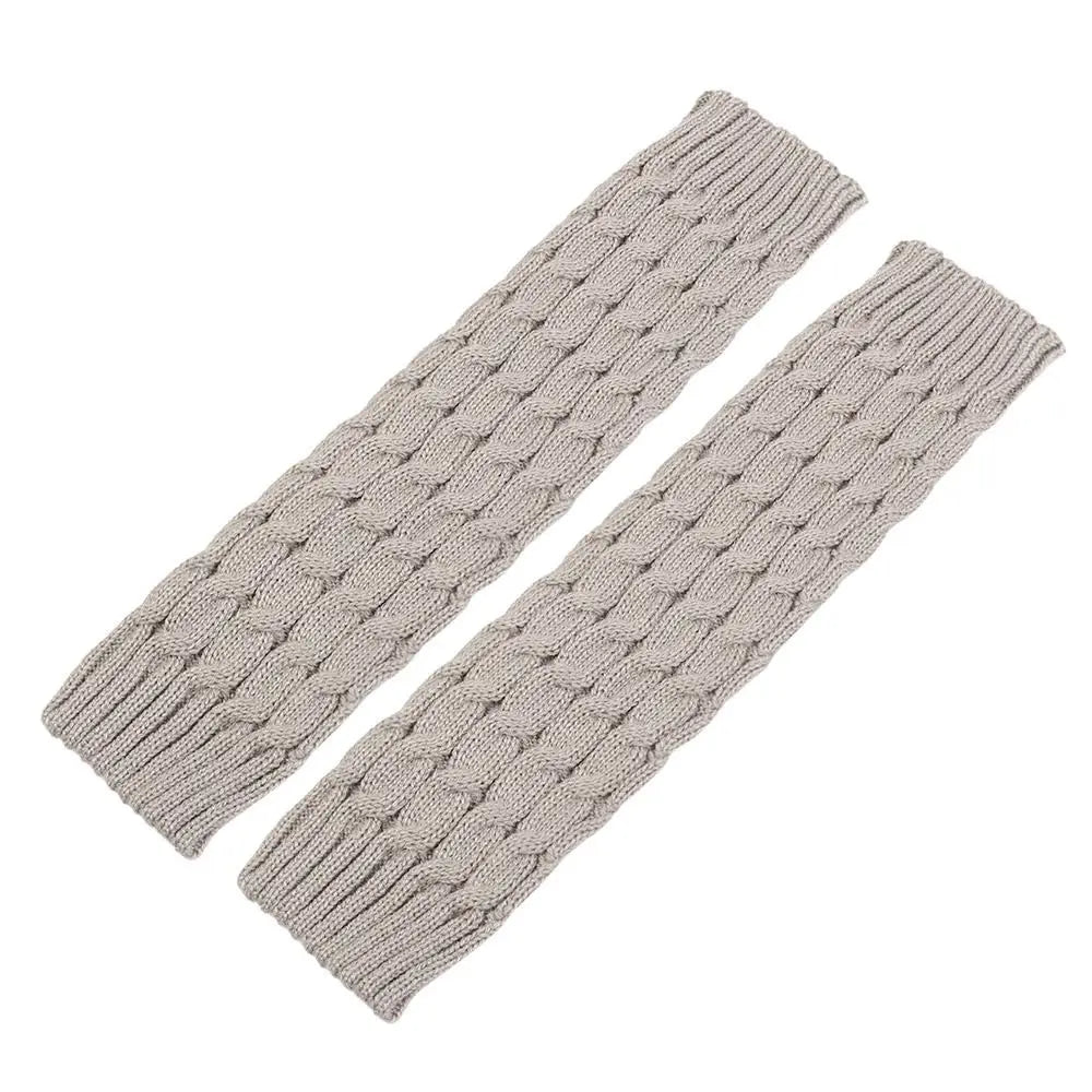 Women's Short Knit Leg Warmers - Boot Cuffs in Grey & Khaki - photo 16