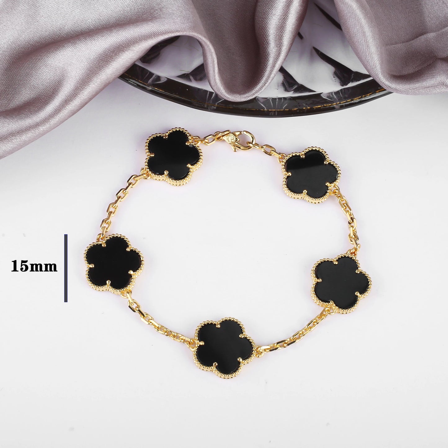 Five-Petal Flower Pendant Necklace — Natural Stone, 7 Colors