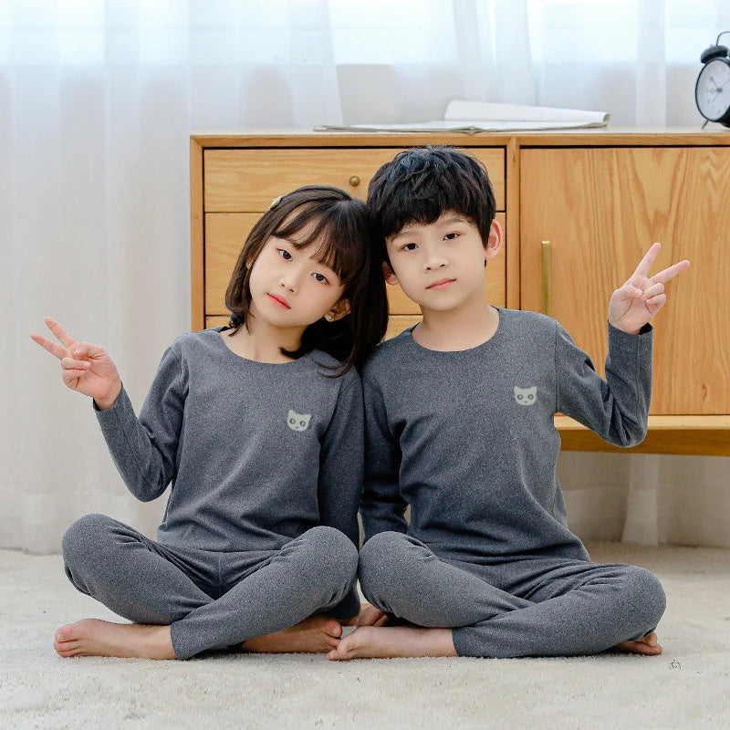 Kids Thermal Underwear Top and Pants - Autumn Winter Base Layer Set - photo 4