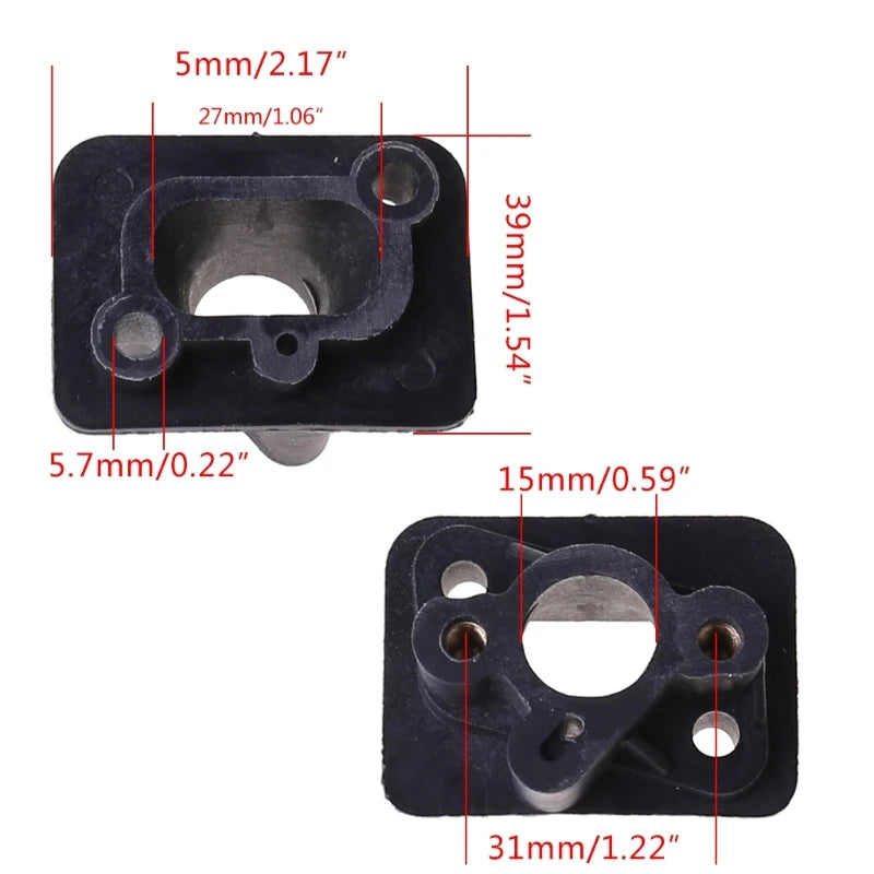Intake Manifold + 2pcs 40-5 43CC 52CC Brush Cutter Intake Manifold Carburetor Base Connector Admitting Pipe Carb Adaptor
