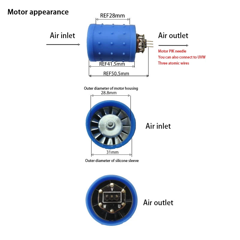 DC 9V 12V 24V 100000RPM Ultra-high Speed BLDC 3-Phase Brushless Motor Equipped w/ driver CNC Aluminum Alloy Impeller Ducted Fan