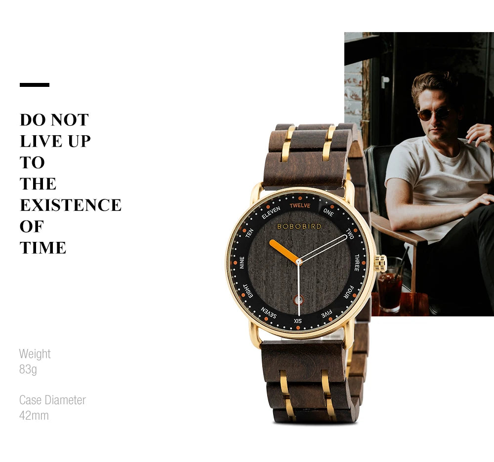 Man's Watches BOBO BIRD Wooden Quartz Watch Casual Wristwatch for Men Unique Gift Drop Shipping