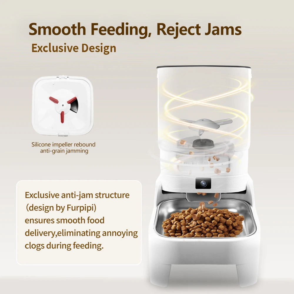 FURPIPI Smart Pet Feeder with 1080P Elevated Camera – Tuya App Control | 4.5L Auto Cat & Dog Food Dispenser