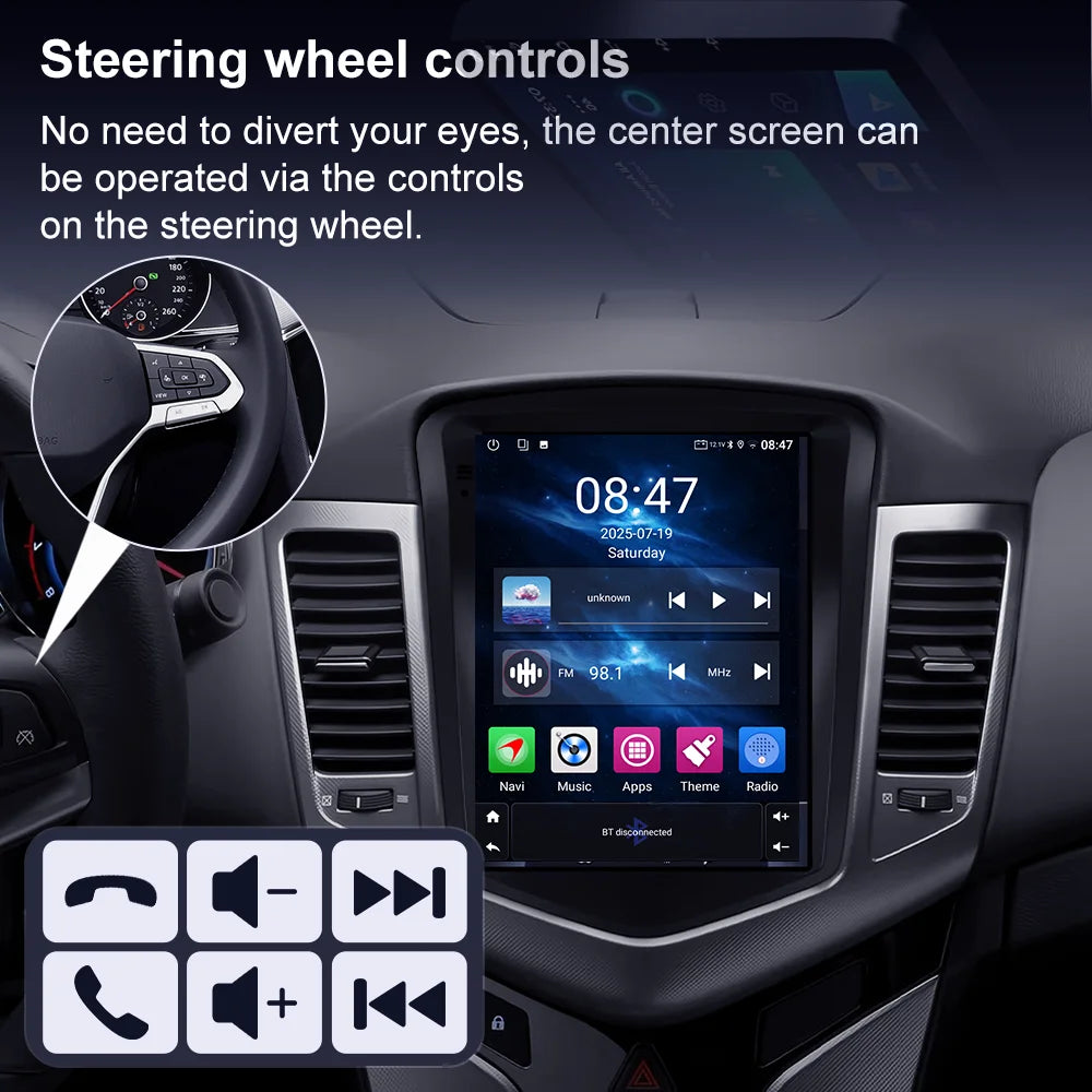 Car Stereo with Apple CarPlay & Android Auto, Compatible with Chevrolet Cruze J300