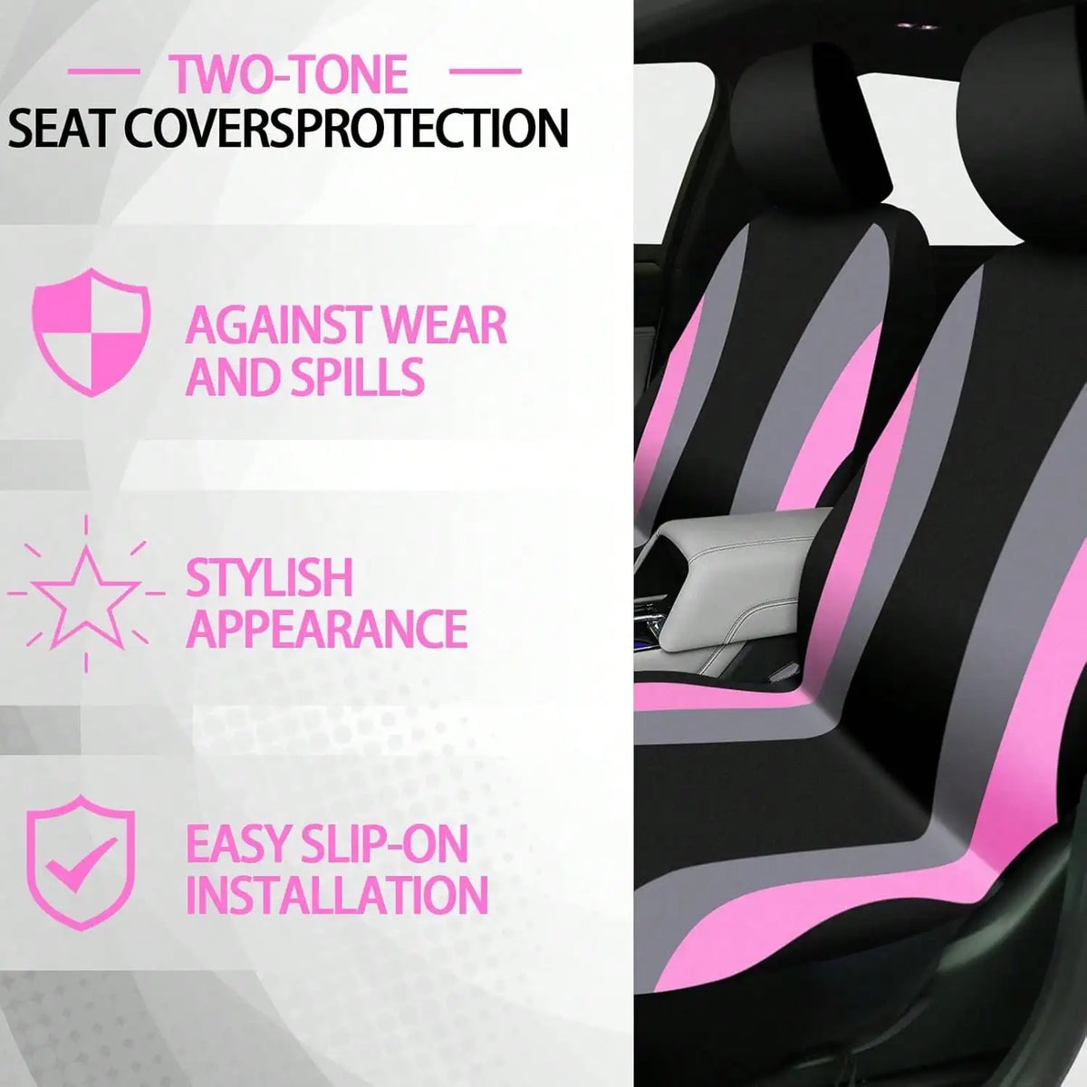 35-Piece Luxury Car Seat Cover Set - Soft Fluffy Steering Wheel Cover, Universal Safety Belt Protectors, Gear Shift Cover, Fashionable Interior Accessories For Women - Premium Polyester Fiber, Easy To Install, Stylish, And Pr