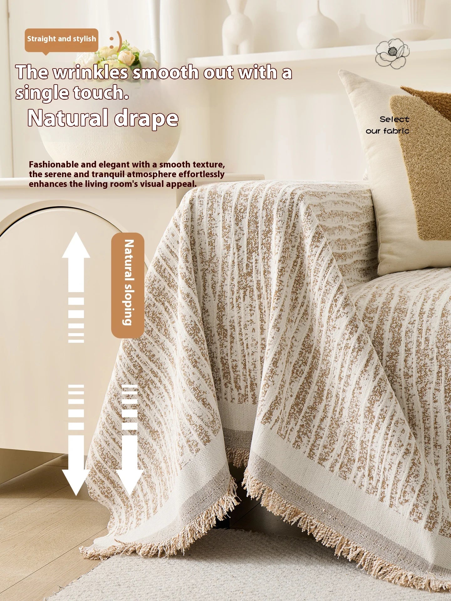 Luxury Sofa Cover L-Shaped Couches Chenille Reversible Stretchable Sofa Protector Slipcover Non-Slip All-Season Couch Blanket
