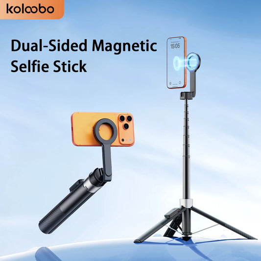 Double-side Magnetic Phone Selfie Stick with Remote Auto-Open 1.8m Extendable Tripod for iPhone 17 16 15 Pro Live Streaming Vlog