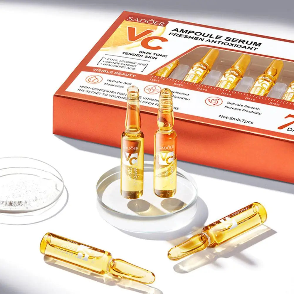 Hyaluronic Acid Vitamin C Moisturizing Rejuvenating Facial Treatment Shrink Pores Whiten Essence Set 24k Golden Ampoule Essence