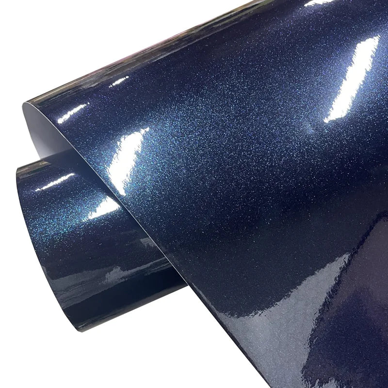 Premium Sparkle Gloss Metallic Ghost Midnight Blue Vinyl Wrap Roll DIY Self Adhesive Decal Film Automotive Car Wrapping Foil