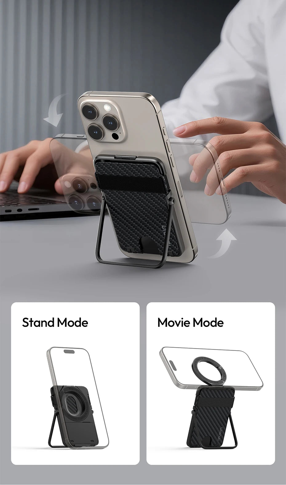 Original Ulanzi ML25 Aluminum Alloy Cardholder Phone Stand Double Side Magnetic Ring Portable Anti Scratch Foldable Fit
