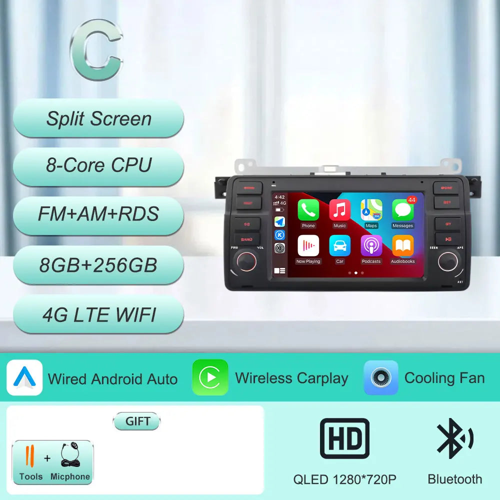 7"Android 16 Car Radio for BMW E46 3 Series 318 320 325 330 335 M3 1998-2005 GPS Navi WiFi Bluetooth FM Touch Screen Car Stereo