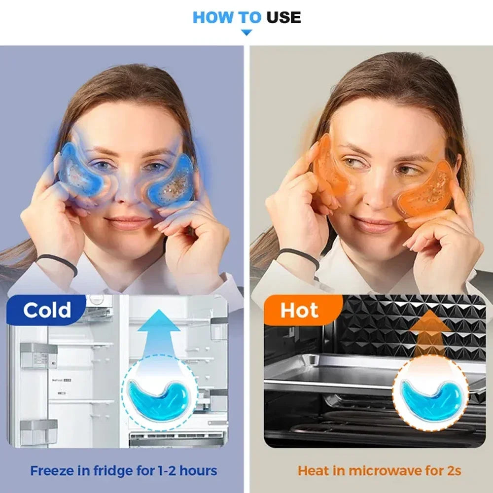 1 Pair Reusable Gel Eye Mask Ice Feel Sequin Gel Eye Patches for Women SPA Eye Mask Cooling Sleep Mask & Soothing Compress